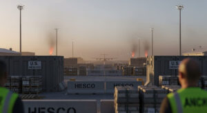 an open burn pit on a military base overseas