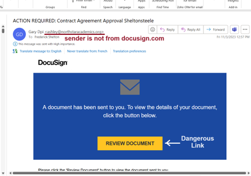 Email Phishing Example