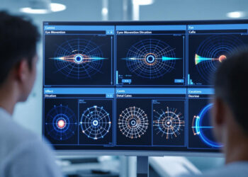 A doctor viewing an eye scan of a patient with undiagnosed thiamine deficiency.