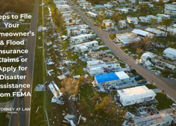 Image displaying the aftermath of the two hurricanes, Helene and Milton that hit back to back with the wording "Steps to File Your Homeowner's & Flood Insurance Claims or Apply for Disaster Assistance from FEMA"