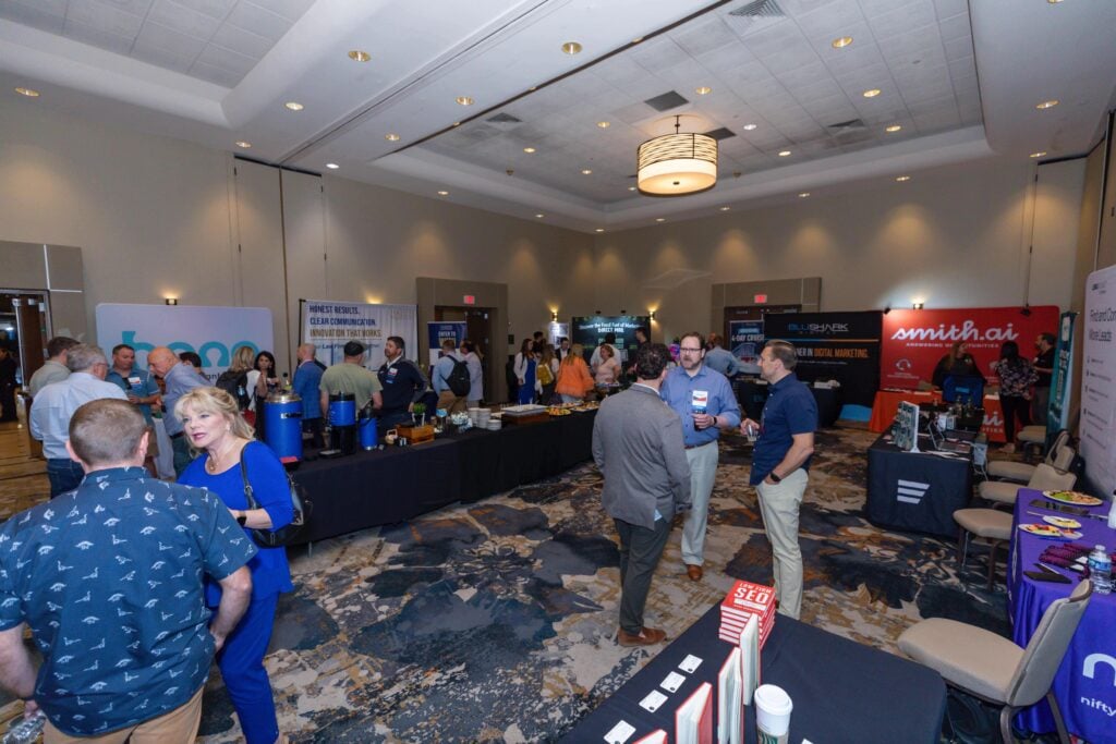 Networking in vendor hall after Day One of The Great Legal Marketing Summit scaled