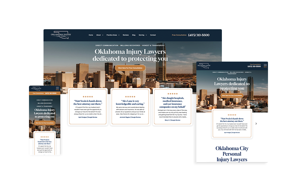 Best Law Firm Websites in 2026 (Top 59) 47 Oklahoma Injury Law Firm - oklahomainjurylawfirm.com - Designed by iLawyer Marketing