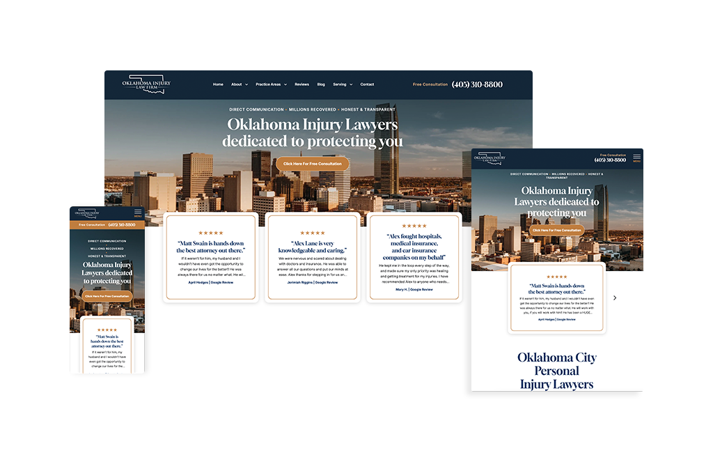 Oklahoma Injury Law Firm - oklahomainjurylawfirm.com - Designed by iLawyer Marketing​