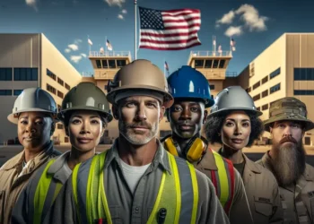 a group of contractors from California working on a US base