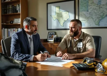 a contractor in Texas sits with a DBA attorney discussing his claim