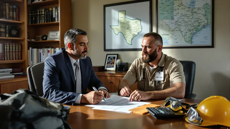a contractor in Texas sits with a DBA attorney discussing his claim