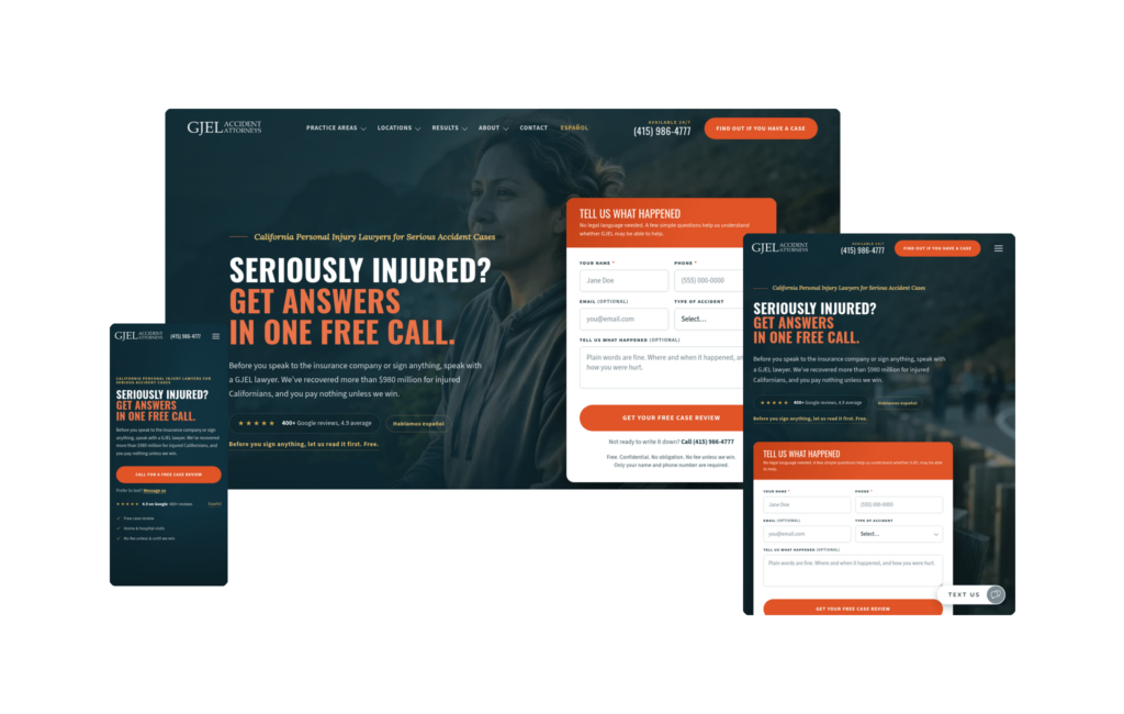 GJEL Accident Attorneys (gjel.com) - Designed by Juris Digital