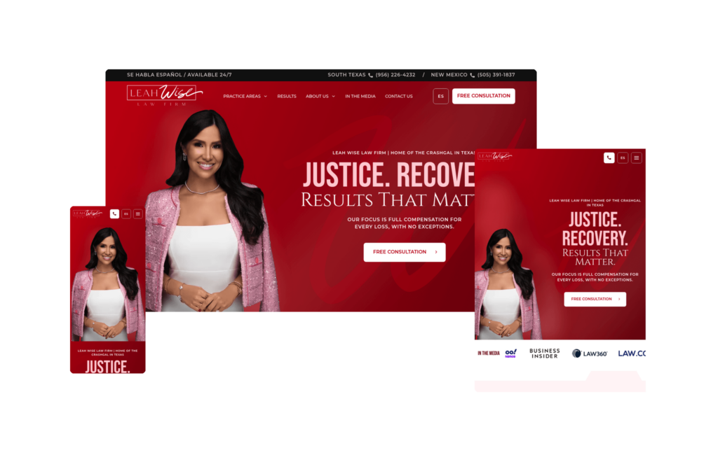 Best Law Firm Websites in 2026 (Top 73) 7 Leah Wise Law - leahwiselaw.com - Designed by Grow Law